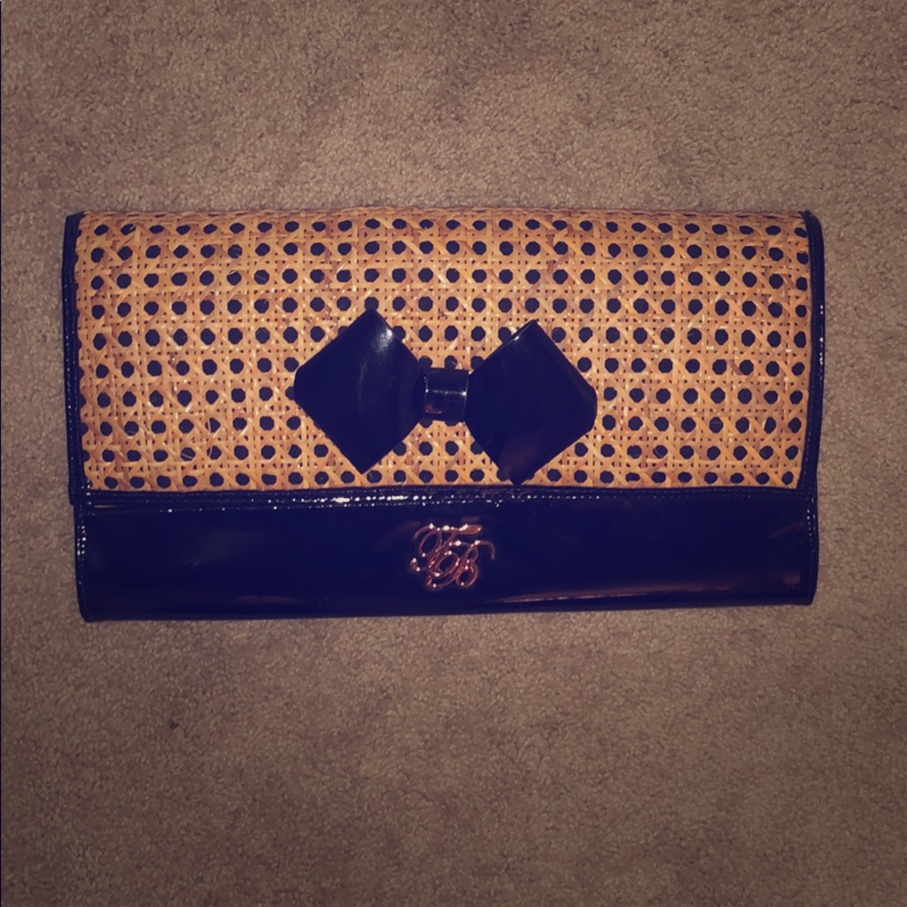 Ted Baker Patent Leather Straw Clutch Bag NWT